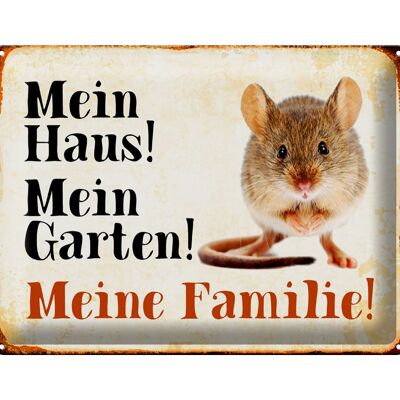 Metal sign animals 40x30cm mouse my house garden family