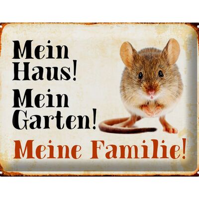 Blechschild Tiere 40x30cm Maus mein Haus Garten Familie