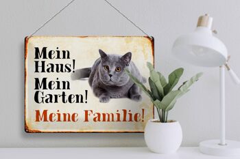 Plaque en tôle animaux 40x30cm chat ma maison jardin famille 3