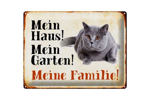 Blechschild Tiere 40x30cm Katze mein Haus Garten Familie