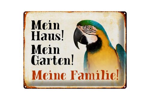 Blechschild Tiere 40x30cm Papagei mein Haus Garten Familie