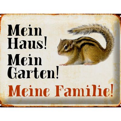 Metal sign animals 40x30cm squirrel my house garden