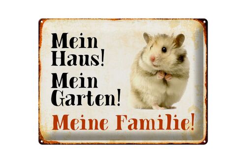 Blechschild Tiere 40x30cm Hamster mein Haus Garten Familie