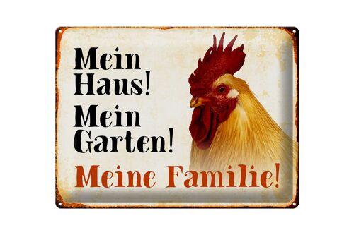 Blechschild Tiere 40x30cm Huhn mein Haus Garten Familie