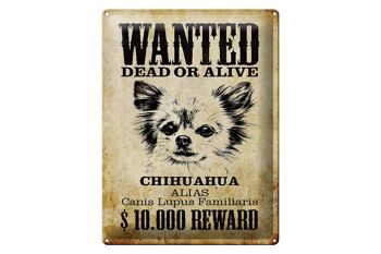 Plaque en tôle chien 30x40cm wanted Chihuahua Alias 1