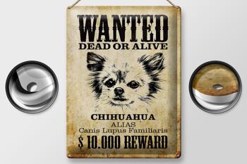 Plaque en tôle chien 30x40cm wanted Chihuahua Alias 2