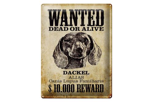 Blechschild Hund 30x40cm wanted dead Dackel Alias