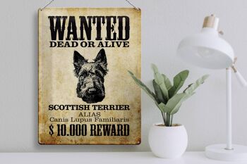 Plaque en tôle chien 30x40cm recherché Terrier écossais 3