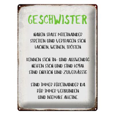 Blechschild Spruch 30x40cm Geschwister füreinander da