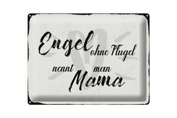 Plaque en tôle disant 40x30cm ange sans ailes maman coeur 1