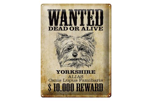 Blechschild Hund 30x40cm wanted dead Yorkshire Geschenk