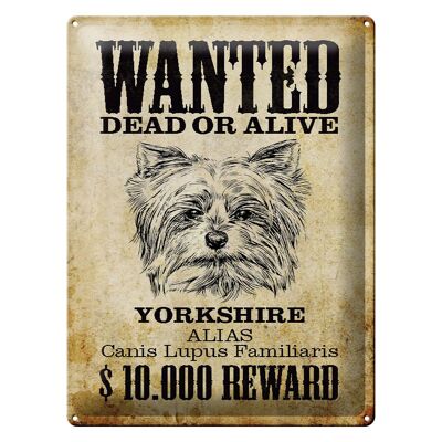Cartel de chapa perro 30x40cm se busca regalo de Yorkshire muerto