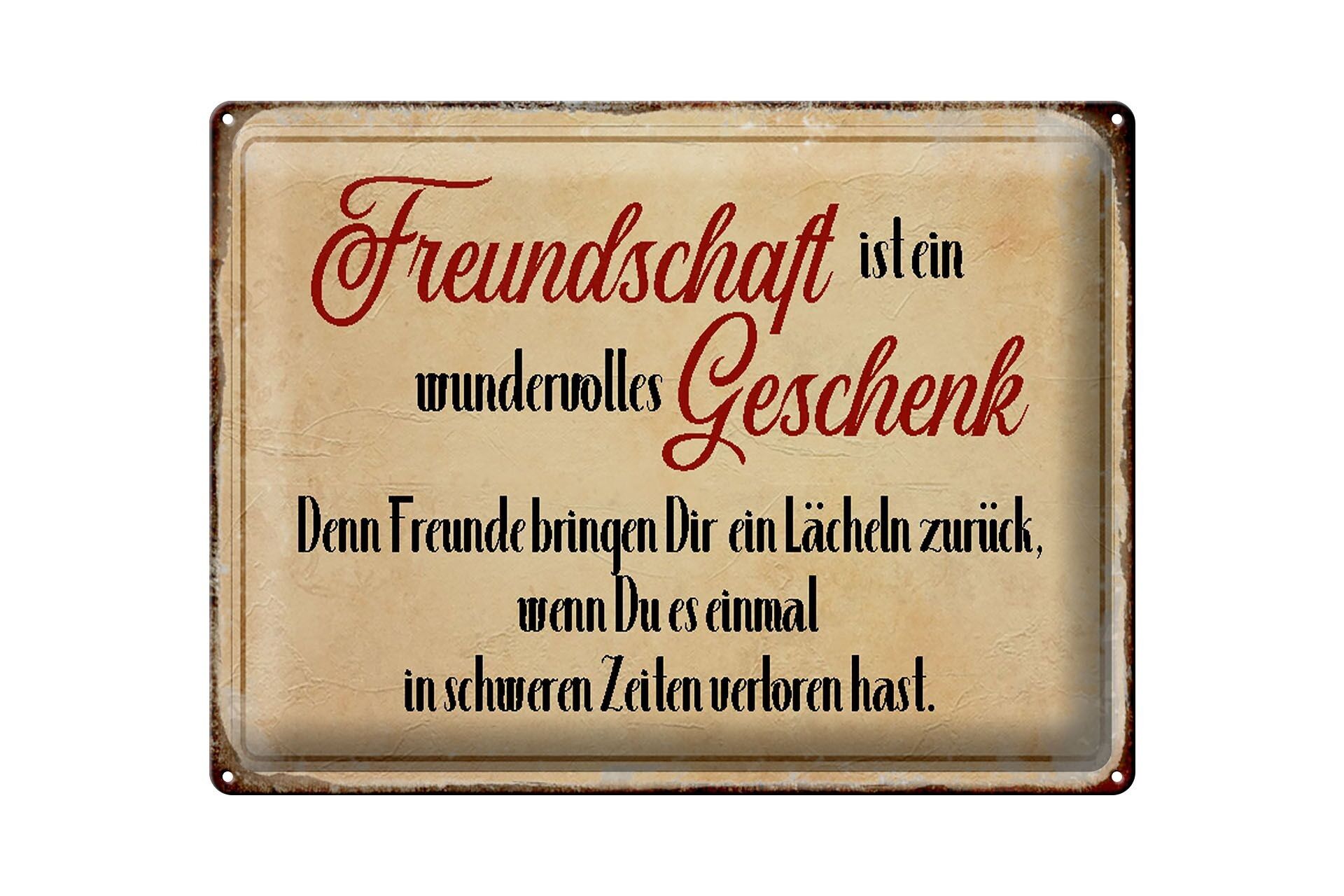 Blechschild Spruch 40x30cm Freundschaft ist ein Geschenk