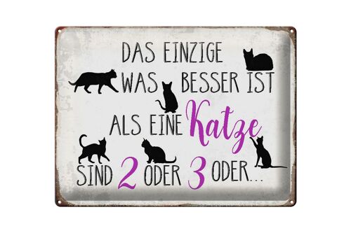 Blechschild Spruch 40x30cm einzige was besser ist als Katze