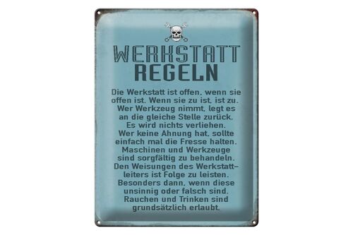 Blechschild Spruch 30x40cm Werkstatt Regeln Werkstatt