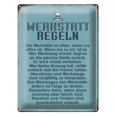 Blechschild Spruch 30x40cm Werkstatt Regeln Werkstatt