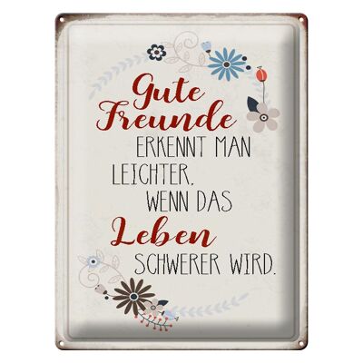 Blechschild Spruch 30x40cm gute Freunde erkennt Geschenk