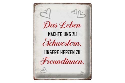 Blechschild Spruch 30x40cm Leben machte uns zu Schwestern