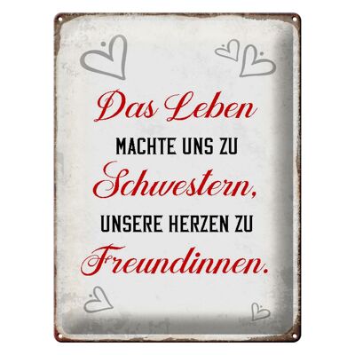 Blechschild Spruch 30x40cm Leben machte uns zu Schwestern