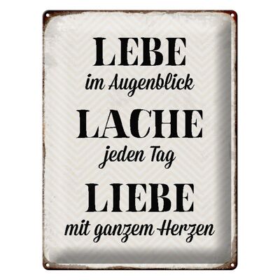 Blechschild Spruch 30x40cm Lebe Lache jeden Tag Liebe