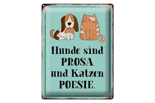 Blechschild Tiere 30x40cm Hunde sind Prosa Katzen Poesie