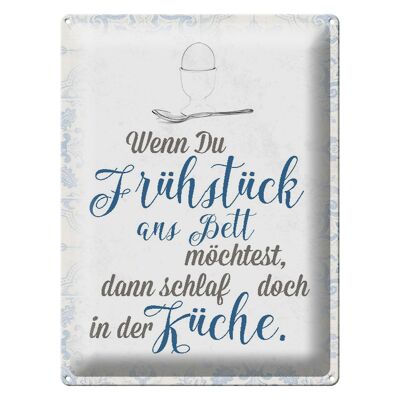 Blechschild Spruch 30x40cm wenn du Frühstück ans Bett