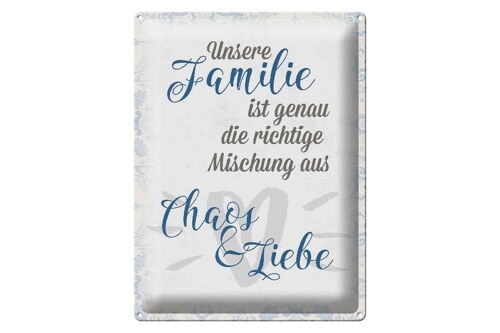 Blechschild Spruch 30x40cm unsere Familie Chaos Liebe