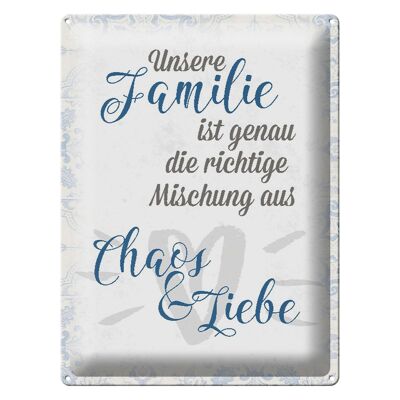 Blechschild Spruch 30x40cm unsere Familie Chaos Liebe