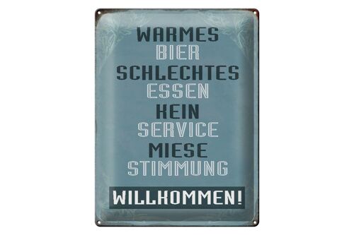 Blechschild Spruch 30x40cm warmes Bier schlechtes Essen