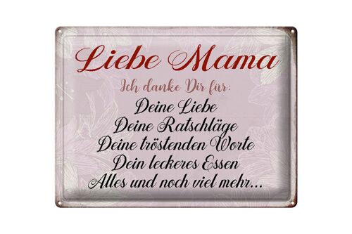 Blechschild Spruch 40x30cm liebe Mama ich danke dir Liebe