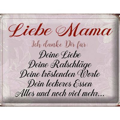 Blechschild Spruch 40x30cm liebe Mama ich danke dir Liebe