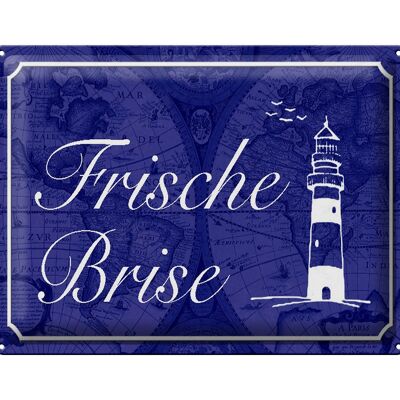 Tin sign saying 40x30cm fresh breeze sea lighthouse