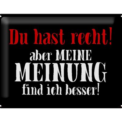 Blechschild Spruch 40x30cm du hast recht aber meine Meinung