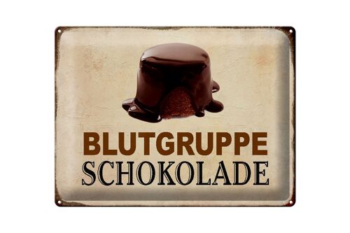 Blechschild Spruch 40x30cm Blutgruppe Schokolade Geschenk