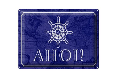 Blechschild Spruch 40x30cm Ahoi Schiff Boot Seemann