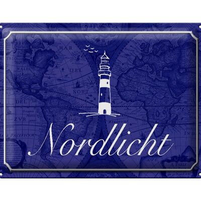 Tin sign saying 40x30cm Northern Lights Sea Lighthouse