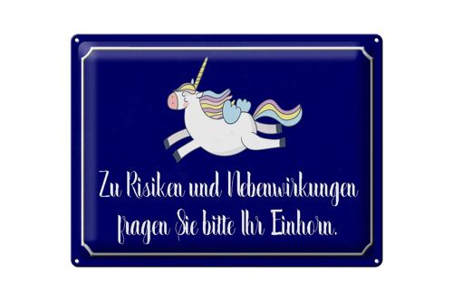 Blechschild Spruch 40x30cm zu Risiken fragen Sie Einhorn