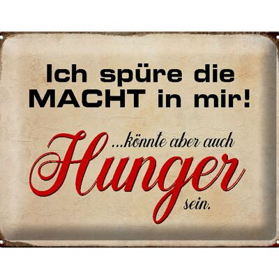 Blechschild Spruch 40x30cm spüre Macht in mir könnte Hunger