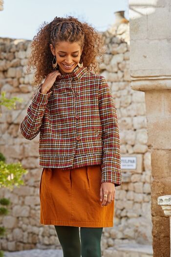 Veste Boho Courte À Carreaux Vert 1