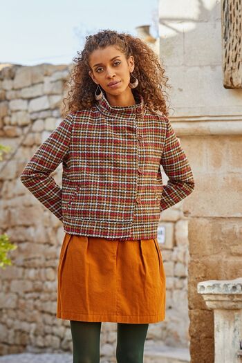 Veste Boho Courte À Carreaux Vert 3