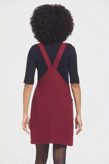 Robe Gilet Courte avec Boutons sur le Devant Rouge Foncé 4