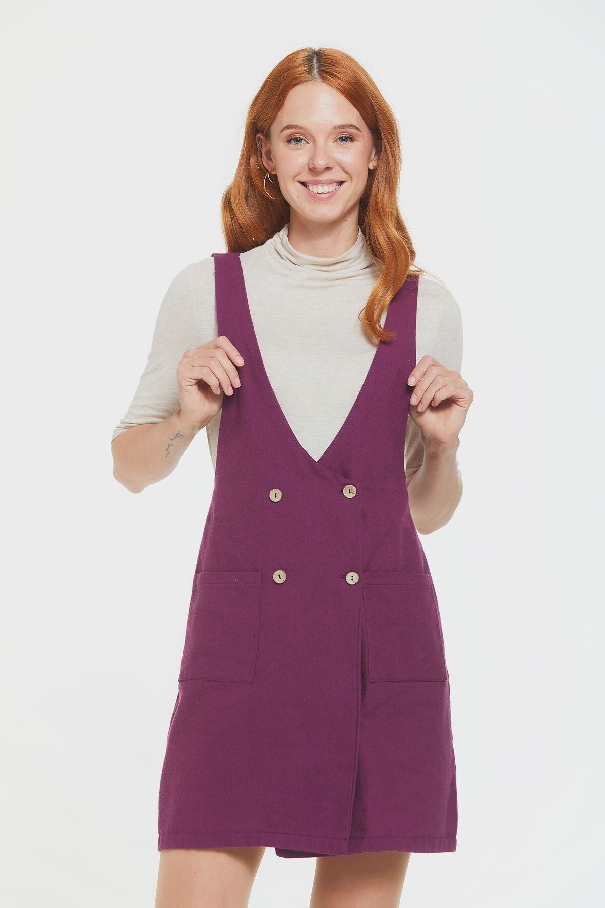Robe Gilet Courte Boutonnée Sur Le Devant Violet