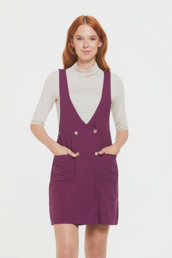 Robe Gilet Courte Boutonnée Sur Le Devant Violet 3