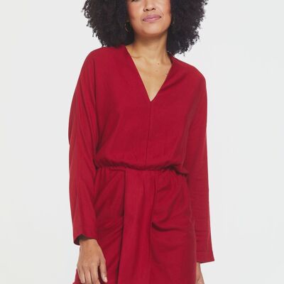 Short Boho Dress with Slit Red