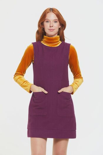 Robe Courte Sans Manches En Coton Violet 3