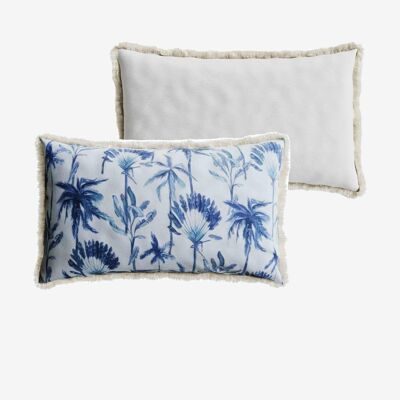 Dakar blue tropical foliage rectangular cushion