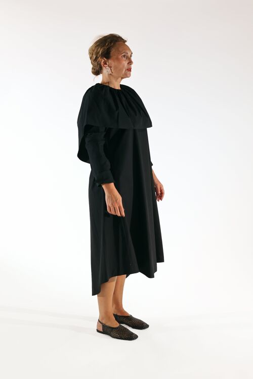 BLACK CAPE DRESS