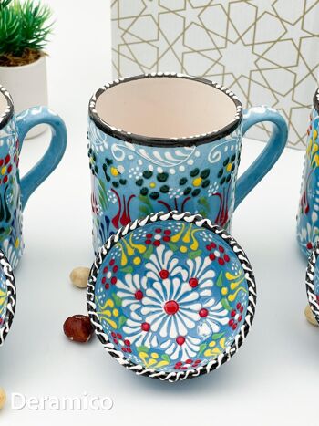 Motifs anatoliens authentiques faits à la main - Tasse en céramique de 10 cm et ensemble de bols de 8 cm 2