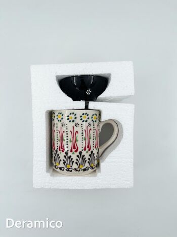 Motifs anatoliens authentiques faits à la main - Tasse en céramique de 10 cm et ensemble de bols de 8 cm 15