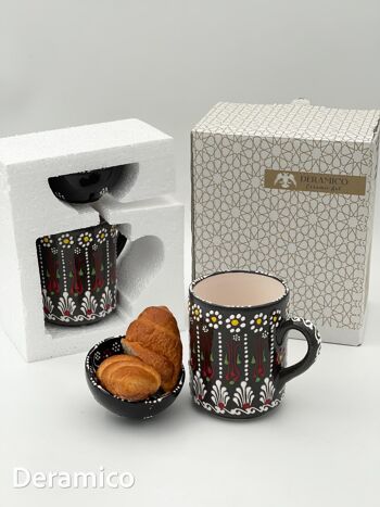 Motifs anatoliens authentiques faits à la main - Tasse en céramique de 10 cm et ensemble de bols de 8 cm 18